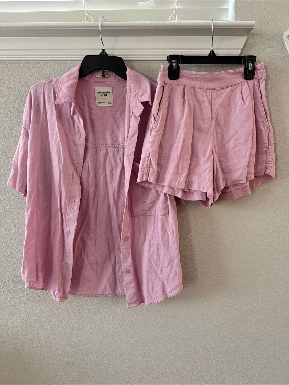 Abercrombie & Fitch Light Pink Linen-Blend Set